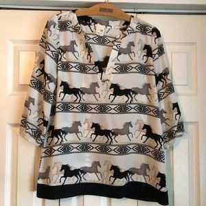 Horses 3/4 Sleeve Blouse